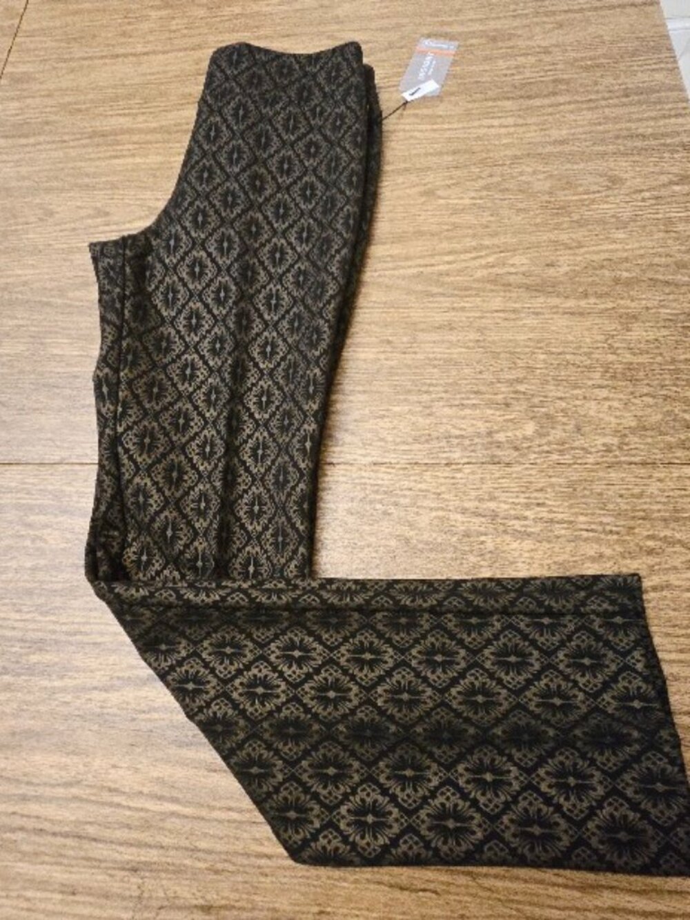 NWT INSIGHT Women's Black/Gold Victorian Wallpaper Straight Leg Pant - Size 4
